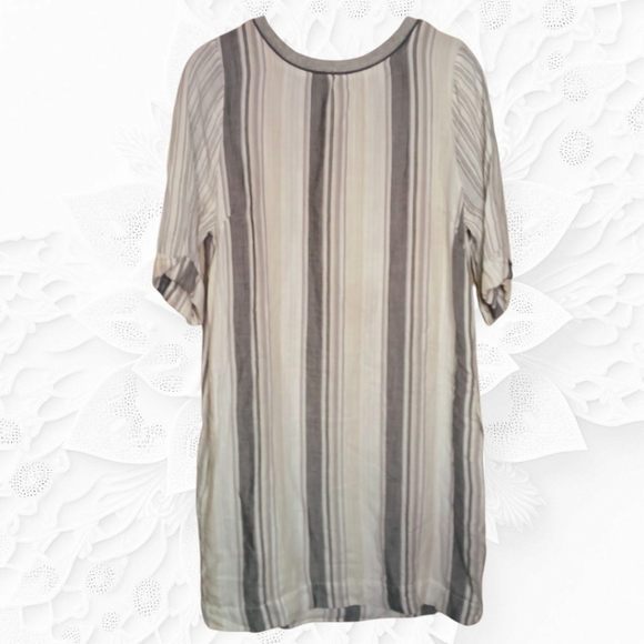 Mono B Striped Crew Neck Short Sleeve Shift/Dress - Picture 1 of 4